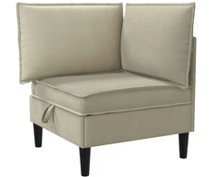 Kampinė Sofa su Saugykla Smėlio Aksomas