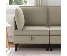 Kampinė Sofa su Saugykla Smėlio Aksomas