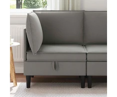 Kampinė Sofa su Saugykla Tamsiai pilka Aksomas