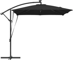 Skėtis nuo saulės su LED juostelėmis Juoda 249 x 249 x 250 cm
