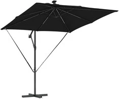 Skėtis nuo saulės su LED juostelėmis Juoda 249 x 249 x 250 cm