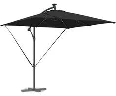 Skėtis nuo saulės su LED juostelėmis Juoda 249 x 249 x 250 cm