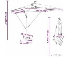 Skėtis nuo saulės su LED juostelėmis Smėlio 249 x 249 x 250 cm