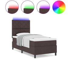 Kiemas lova su LED juostelėmis Tamsiai ruda 90 x 190 cm audinys