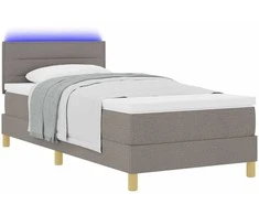 LED Čiužinio Lova su LED juostelėmis Taupe 90 x 190 cm audinys
