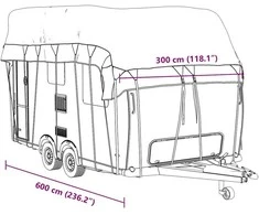 Karavano stogo dangtis, pilkas, 600x300cm, neaustinis audinys