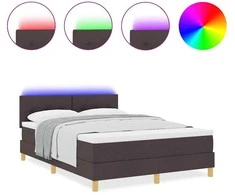LED Čiužinio Lova su pagalve Tamsiai rudas 140 x 200 cm audinys