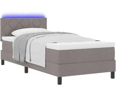 Kiemas lova su čiužiniu su LED Taupe 90 x 200 cm audinys