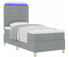 LED Čiužinio Lova Šviesiai pilka 90 x 190 cm audinys