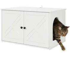 Katės namelis Blizgus baltas 85 x 55 x 50 cm Apdirbta mediena