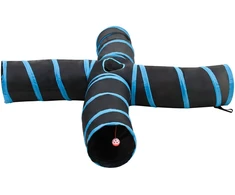 Katės tunelis, 4 krypčių, juodas ir mėlynas, 25 cm, poliesteris