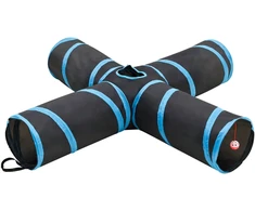 Katės tunelis, 4 krypčių, juodas ir mėlynas, 132 cm, poliesteris