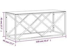 Kavos staliukas, 110x45x45cm, nerūdijantis plienas ir stiklas