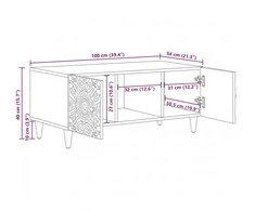Kavos staliukas Balta 100 x 54 x 40 cm Kietas mango medis