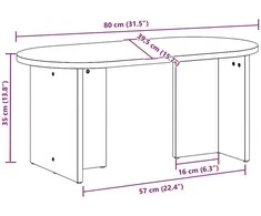 Kavos staliukas Balta 80 x 39,5 x 35 cm Pušies medienos masyvas