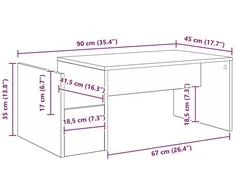 Kavos staliukas Betono pilka 90 x 45 x 35 cm Apdirbta mediena