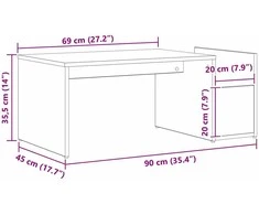 Kavos staliukas Juodas ąžuolas 90 x 45 x 35 cm Apdirbta mediena