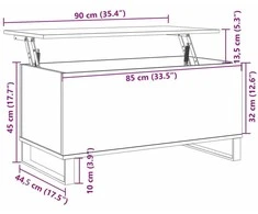 Kavos staliukas, medienos, 90x44,5x45cm, apdirbta mediena