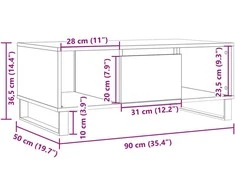 Kavos staliukas, medienos, 90x50x36,5cm, apdirbta mediena