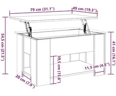 kavos staliukas Old Wood 79x49x41 cm Engineered Wood