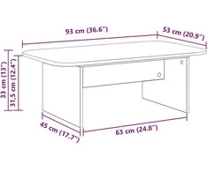 Kavos staliukas Pilkas Sonoma 93 x 53 x 33 cm Apdirbta mediena