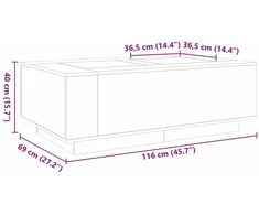 Kavos staliukas su Infinity LED, ąžuolo, 116x69x40cm