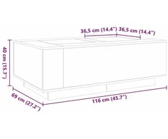 Kavos staliukas su Infinity LED, dūminio ąžuolo, 116x69x40cm