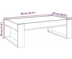 Kavos staliukas su Infinity LED lemputėmis, pilkas, 90x53x30cm