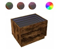 Kavos staliukas su Infinity LED lemputėmis, dūminis, 70x50x50cm