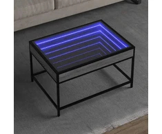 Kavos staliukas su Infinity LED lemputėmis, pilkas, 70x50x41cm