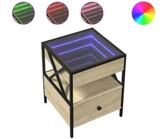 Kavos staliukas su Infinity LED lemputėmis, ąžuolo, 40x40x51cm