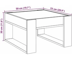 Kavos staliukas su Infinity LED lemputėmis, pilkas, 50x53x30cm
