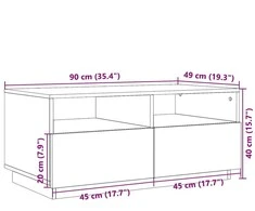 Kavos staliukas su LED lemputėmis, dūminio ąžuolo, 90x49x40cm