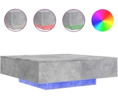 Kavos staliukas su LED lemputėmis, betono pilkas, 100x100x31cm