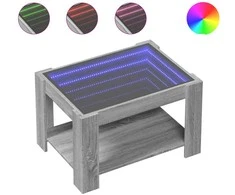 Kavos staliukas su LED, pilkas ąžuolo, 73x53x45cm, mediena