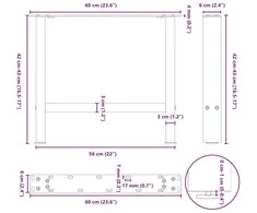 Kavos staliuko kojelės, 2 vnt., 60x(42-43) cm, natūralus plienas