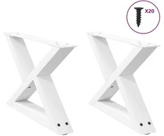 Kavos staliuko kojelės, 2 vnt., baltos, 60x(30-31,3) cm, plienas