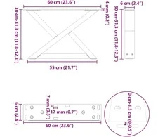 Kavos staliuko kojelės, 2 vnt., baltos, 60x(30-31,3) cm, plienas