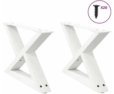 Kavos staliuko kojelės, 2 vnt., baltos, 60x(30-31,3) cm, plienas
