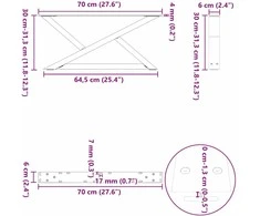 Kavos staliuko kojelės, 2 vnt., baltos, 70x(30-31,3) cm, plienas