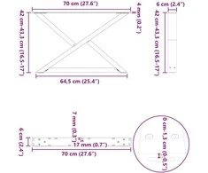 Kavos staliuko kojelės, 2 vnt., baltos, 70x(42-43,3) cm, plienas