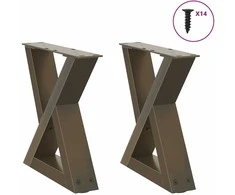 Kavos staliuko kojelės, 2 vnt., natūralus plienas, 30x(30-31,3) cm, plienas