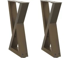 Kavos staliuko kojelės, 2 vnt., natūralus plienas, 38x(42-43,3) cm, plienas