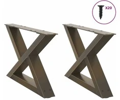 Kavos staliuko kojelės, 2 vnt., natūralus plienas, 60x(30-31,3) cm, plienas