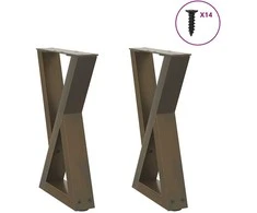 Kavos staliuko kojelės, 2 vnt., natūralus plienas, 38x(42-43,3) cm, plienas