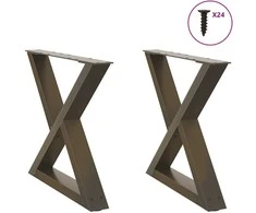 Kavos staliuko kojelės, 2 vnt., natūralus plienas, 50x(42-43,3) cm, plienas