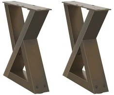 Kavos staliuko kojelės, 2 vnt., natūralus plienas, 40x(30-31,3) cm, plienas