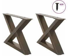 Kavos staliuko kojelės, 2 vnt., natūralus plienas, 50x(30-31,3) cm, plienas
