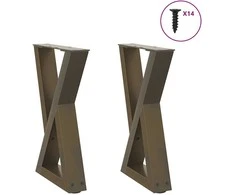 Kavos staliuko kojelės, 2 vnt., natūralus plienas, 28x(42-43,3) cm, plienas