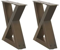 Kavos staliuko kojelės, 2 vnt., natūralus plienas, 30x(30-31,3) cm, plienas